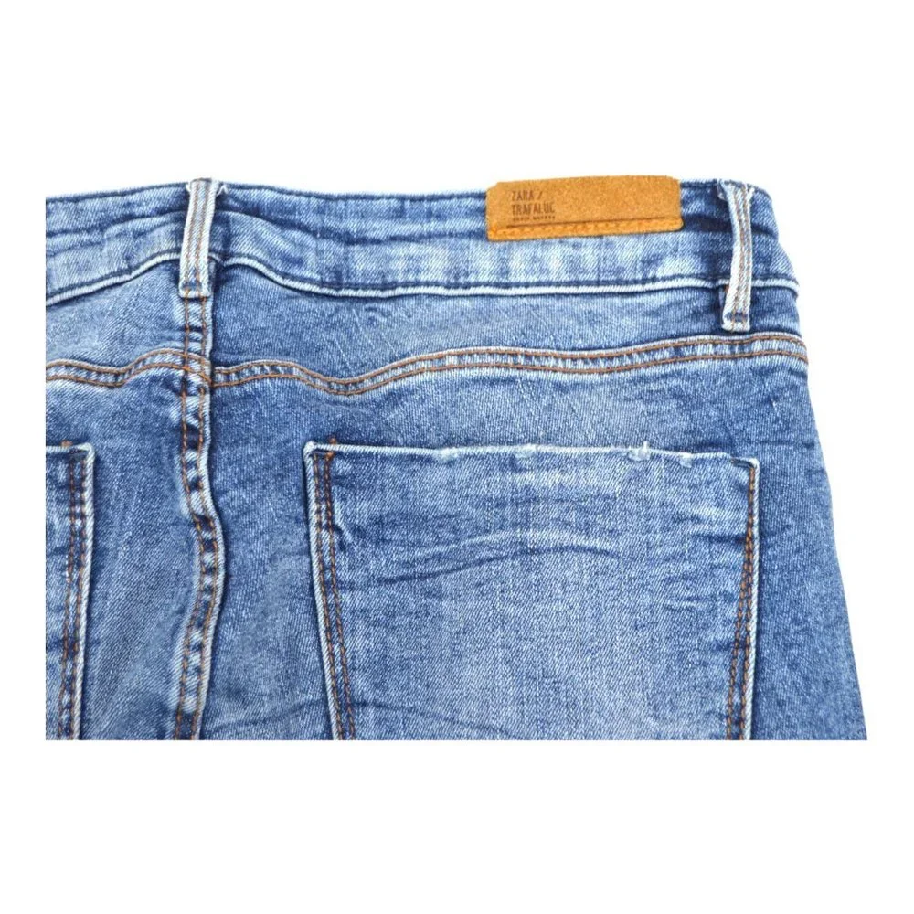 ZARA Trafaluc Denim Wear Skinny‎ Leg Jeans Women's 04 Blue Low Rise Distressed